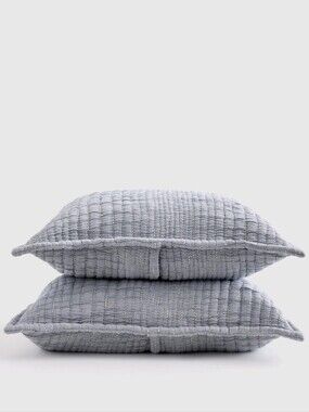 Quince Blue Organic Cotton Channel Stitch Sham Set (2)